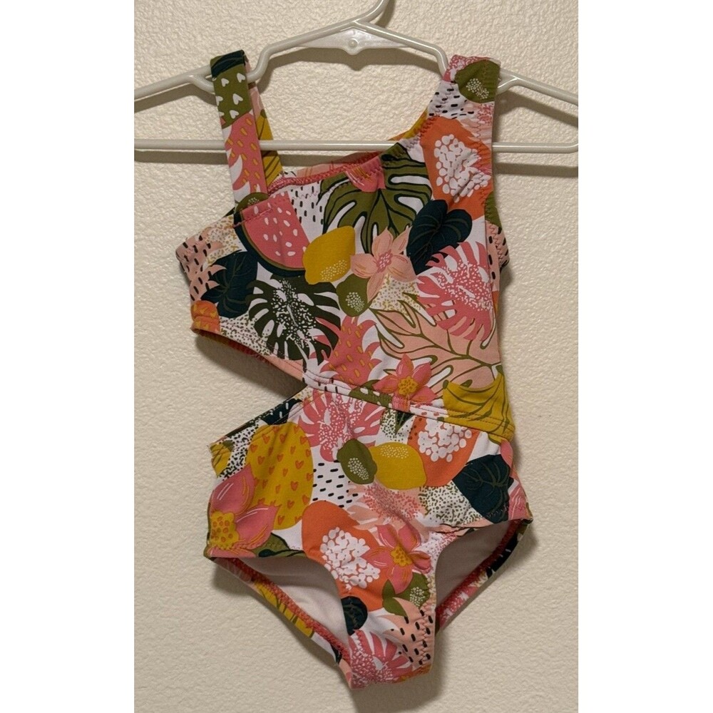 Garnet Hill Kids Wave Rider Girls Swimsuit Size 2 Tropical Beach Vacation Summer